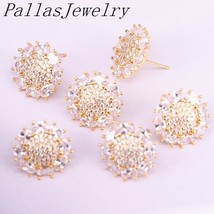 10Pairs 17Clear CZ Flower Shaped Stud Earrings Women Trendy Micro Pave Sparkling - £43.48 GBP
