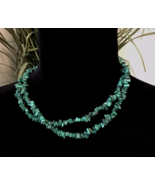 Long NATURAL Deep Green MALACHITE  CRYSTAL CHIP Strand NECKLACE BEAD 34&quot; - $24.00