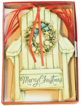 Beach Chair Ornament Merry Christmas Cards Boxed Cut Out 12 cards Beach House  - £15.11 GBP