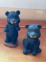 Lot of Faux Carved Wood Cute Black Bear Hollow Resin Figurine Great for Rustic - £9.02 GBP