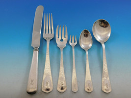 Lebolt Sterling Silver Flatware Set Hand Wrought Chicago 40 pc J Monogram Dinner - £3,430.00 GBP