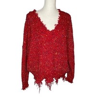 Main Strip red confetti v-neck oversized sweater Large - £11.59 GBP