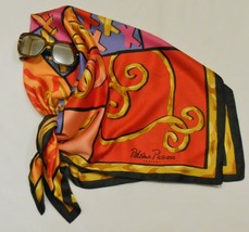 Paloma Picasso Parfums Vtg Head Scarf Vibrant Multi Colour Polyester 34x35&quot; - £25.73 GBP