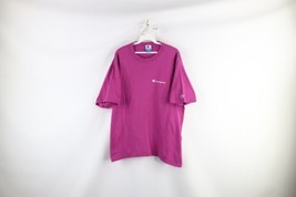 Vtg 90s Champion Mens Large Faded Spell Out Short Sleeve T-Shirt Purple Cotton - £29.57 GBP