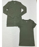 J. Crew Perfect Fit Cardigan Twin Set Small Olive Green Classic Preppy - $708.87 MXN