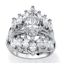 PalmBeach Jewelry 5.98 TCW Marquise-Cut CZ Jacket Bridal Set in Silvertone - £31.02 GBP