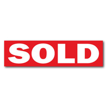 SOLD Real Estate Sign Stickers 11.5&quot; x 3&quot; Weatherproof Vinyl, Red, Pack of 25 - £18.84 GBP