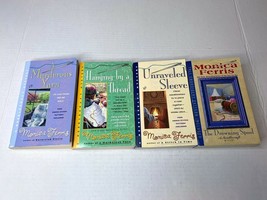 Lot of 4 Monica Ferris Paperback Books, A Murderous Yarn, Hanging By a Thread... - £10.34 GBP