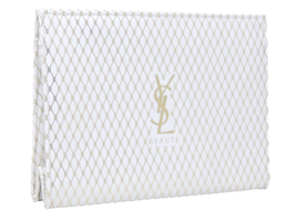 YSL YVES SAINT LAURENT FAUX LEATHER WHITE GOLD MAKE UP COSMETICS BAG CLU... - £15.83 GBP