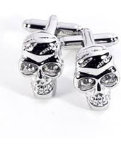 Bey-Berk Rhodium-Plated Cufflinks with Crystal Scull Design - $28.95