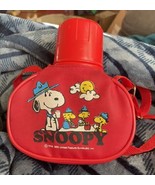 1965 Peanuts Snoopy Woodstock Camping Scene Plastic Red Canteen Carry St... - £19.42 GBP