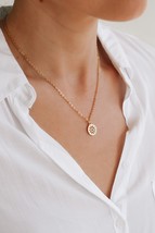 Gold tone circle sun necklace for women, stainless steel chain necklace - £16.78 GBP