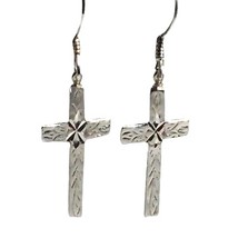 Sterling Silver Dangle Cross Earrings - £23.83 GBP