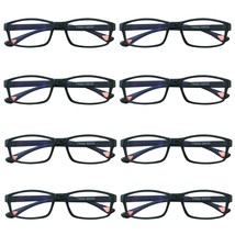 8 Packs Unisex Rectangular Frame Reading Glasses Classic Readers for Men Women - £9.90 GBP