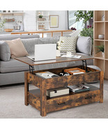 Lift Top Coffee Table with 2 Storage Drawers and Hidden Compartment-Rust... - £144.93 GBP