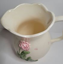 Vintage Ceramic Pitcher with 3D Rose on the Front image 4