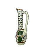 Mexican Folk Art Pottery Hand-Painted Thin Tall Vase Pitcher Floral 11-1/2&quot; - $369.07 MXN