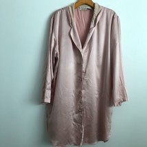 Vintage Victorias Secret L Night Gown Pink 90s Satin Lace Collar  Button... - £12.30 GBP