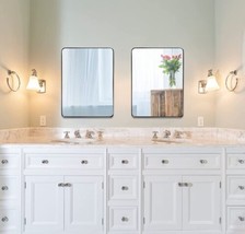 Black Bathroom Mirror, 24X36 Inch Stainless Steel Frame Vanity Mirror, Rounded C - £117.31 GBP