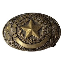 Vtg TONY LAMA The State of Texas Solid Brass Belt Buckle LONE STAR STATE - $25.00