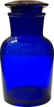 Vintage Cobalt Blue Apothecary Jar with Ground Glass Stopper 4.25&quot; tall - £19.27 GBP