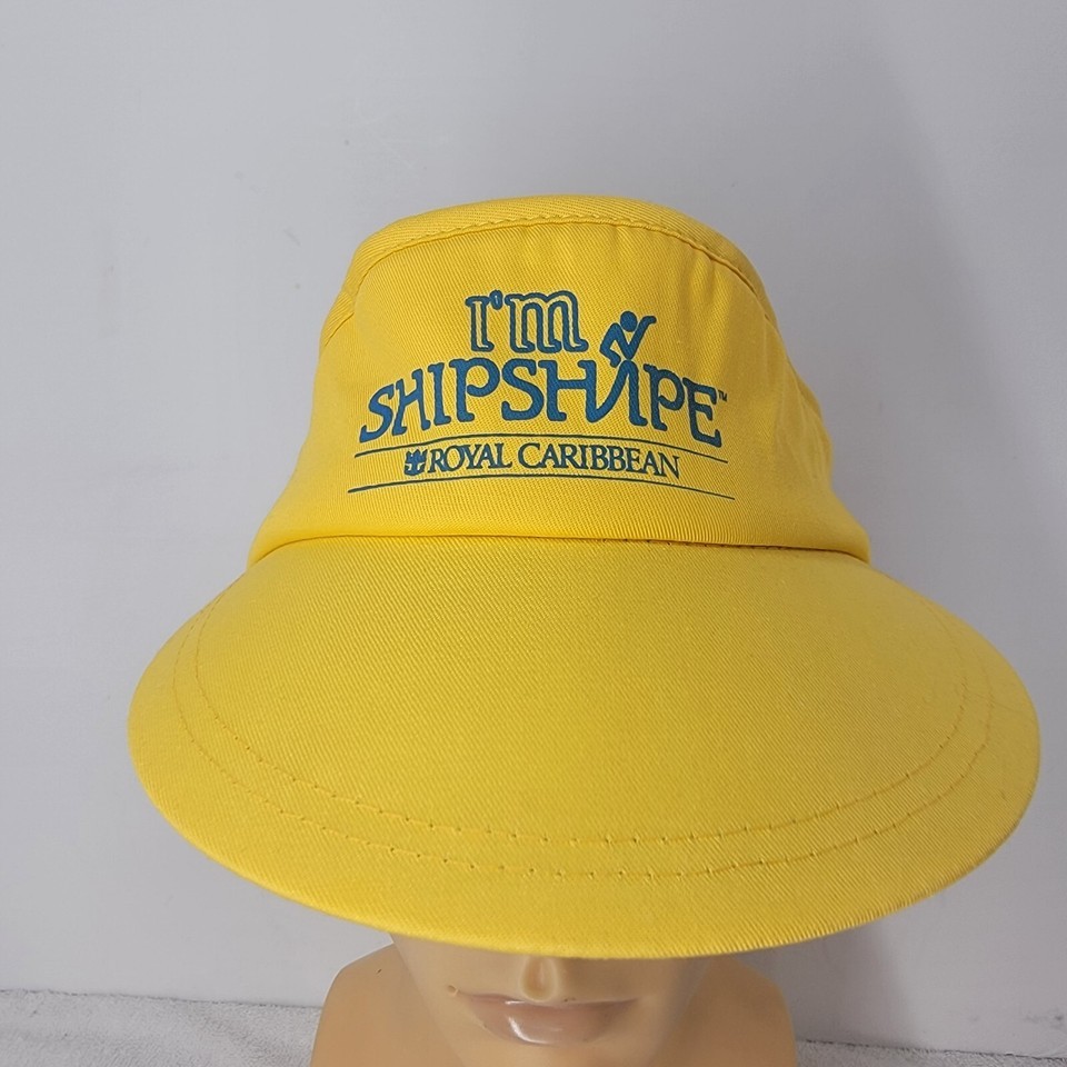 Vintage &quot;I&#39;m Ship Shape&quot; Royal Caribbean Cruises Yellow Visor Hat Cap Ad... - $12.86