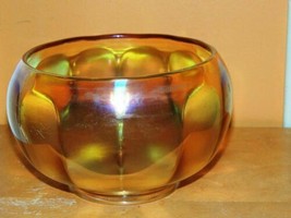 Carnival Glass Vase/Rose Bowl 6&quot; Footed Marigold/Iridescent Mid-Century ... - $13.49