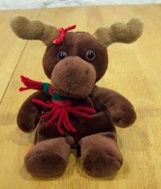 Just Friends Moose With Red &amp; Green Scarf 7&quot; Plush Stuffed Animal - £12.07 GBP