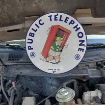Vintage 1954 Bell System Public Telephone Porcelain Gas &amp; Oil Pump Sign - $125.00