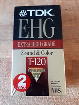 TDK Extra High Grade T-120 Blank VHS Tapes 2 Pack New Sealed EHG - £9.02 GBP