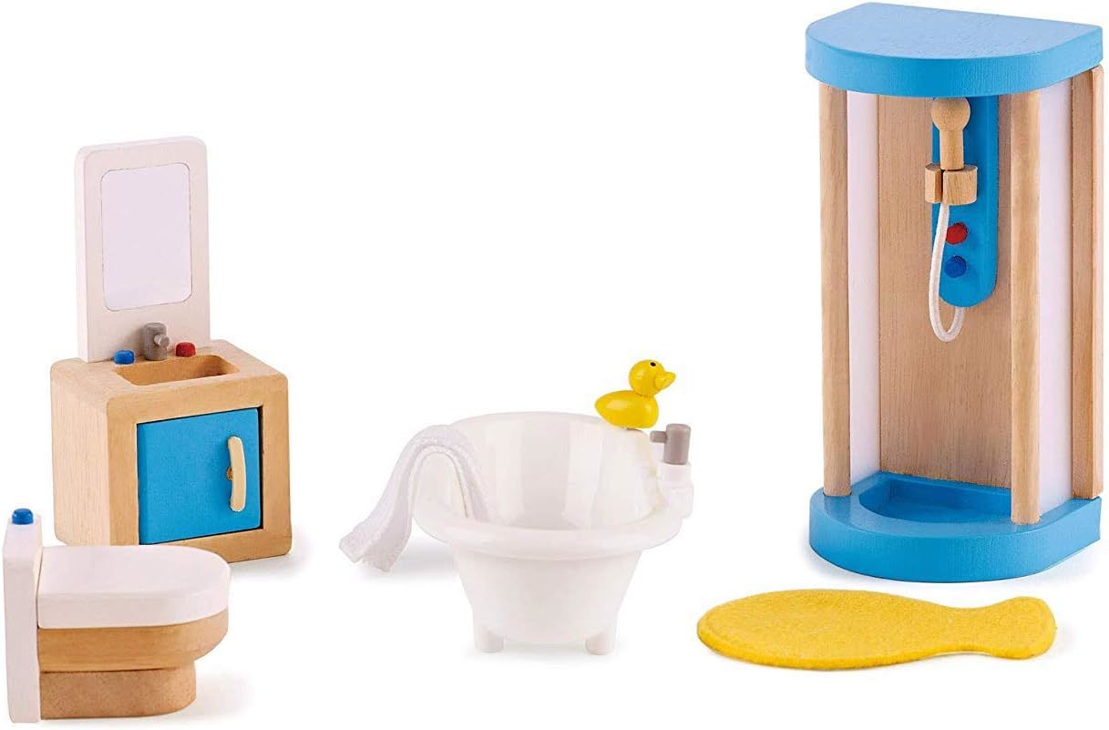 Hape Wooden Doll House Furniture Family Bathroom Set| Pretend Playset Fo... - $31.93