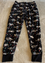 Cat &amp; Jack Boys Black Gray Sharks Christmas Lights Fleece Pajama Pants 16 - £6.81 GBP