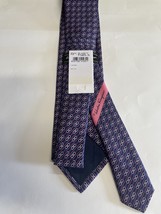 Salvatore Ferragamo Gancini Pattern Navy/Pink Silk Tie - £87.30 GBP