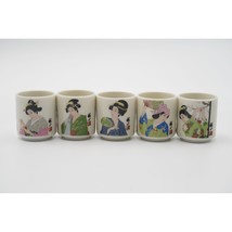 Vintage Japanese Porcelain Geisha Sake Cups Set of 5 - £19.54 GBP