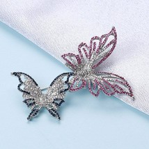 Creative Double Butterfly Rhinestone Brooch Hat Pin Fashion Accessories - £11.99 GBP