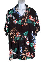 NO BOUNDARIES Short Sleeve Button Down Floral Hawaiian Shirt Black 3XL - $13.85