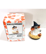 Vtg Halloween Ghost in Witch Hat &amp; Pumpkins Candle Jar Topper Koto Desig... - $38.91 CAD