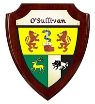 O'sullivan Irish Coat of Arms Shield Plaque - Rosewood Finish - $43.56