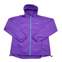 ASICS Jacket Womens M Purple Reflective Water Wind Resistant Hooded Full... - $26.64
