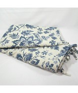 Pottery Barn Block Print Floral Blue Linen Blend Full/Queen Duvet Cover - £105.35 GBP