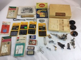 ** Large lot Vintage Misc Sewing Machine Parts Attachments Singer Case Needles - £39.56 GBP
