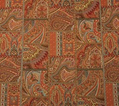 P Kaufmann Paisley Tile Ginger D3017 Floral Blue Red Yellow Fabric 1 Yard 54&quot;W - £11.78 GBP