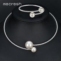 Mecresh Simple Simulated Pearl Bridal Jewelry Sets Crystal Fashion Wedding Jewel - £11.48 GBP
