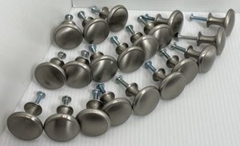 Lot of 20 Cabinet Drawer Knobs Hardware Round Drawer Pulls Brushed Nickel Silver - $16.35