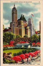 Fifth Avenue Hotels &amp; Buildings Near Plaza in Central Park NYC Postcard PC184 - £3.92 GBP