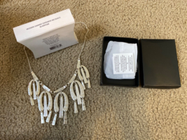 Vintage Avon Modern Summer Statement Necklace Silver Tone New in Box - $18.69