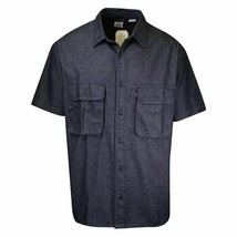 Levi&#39;s Men&#39;s Navy Blue Denim S/S Woven Shirt (Retail $54.50) S04 - £18.42 GBP