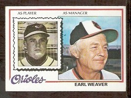 Baltimore Orioles Earl Weaver 1978 Topps # 211 VG+/EX - £0.59 GBP