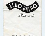Aldo Baldo Restaurant Menu East Camelback Scottsdale Arizona 1991 - £13.98 GBP