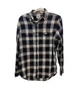 OLD NAVY Men&#39;s MEDIUM Slim Plaid Button Up BLACK Shirt Long Sleeve Light... - £7.49 GBP